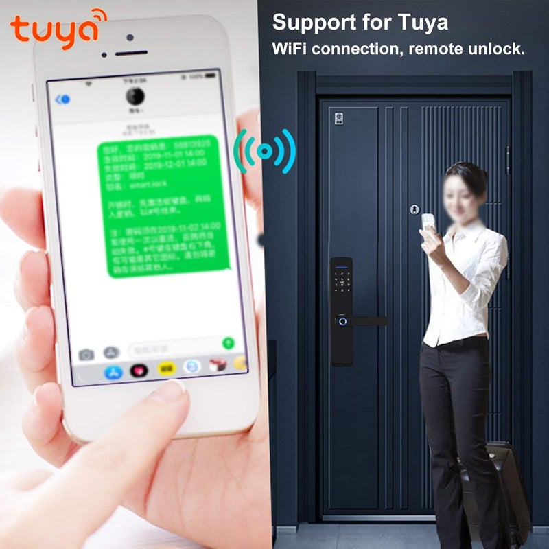 woobles Smart Door Lock Fingerprint Card Password Keys Unlocking Waterproof Security Anti-theft Lock Wifi Electronic Handle with Backlit Touch Panel for Tuya - Image 2